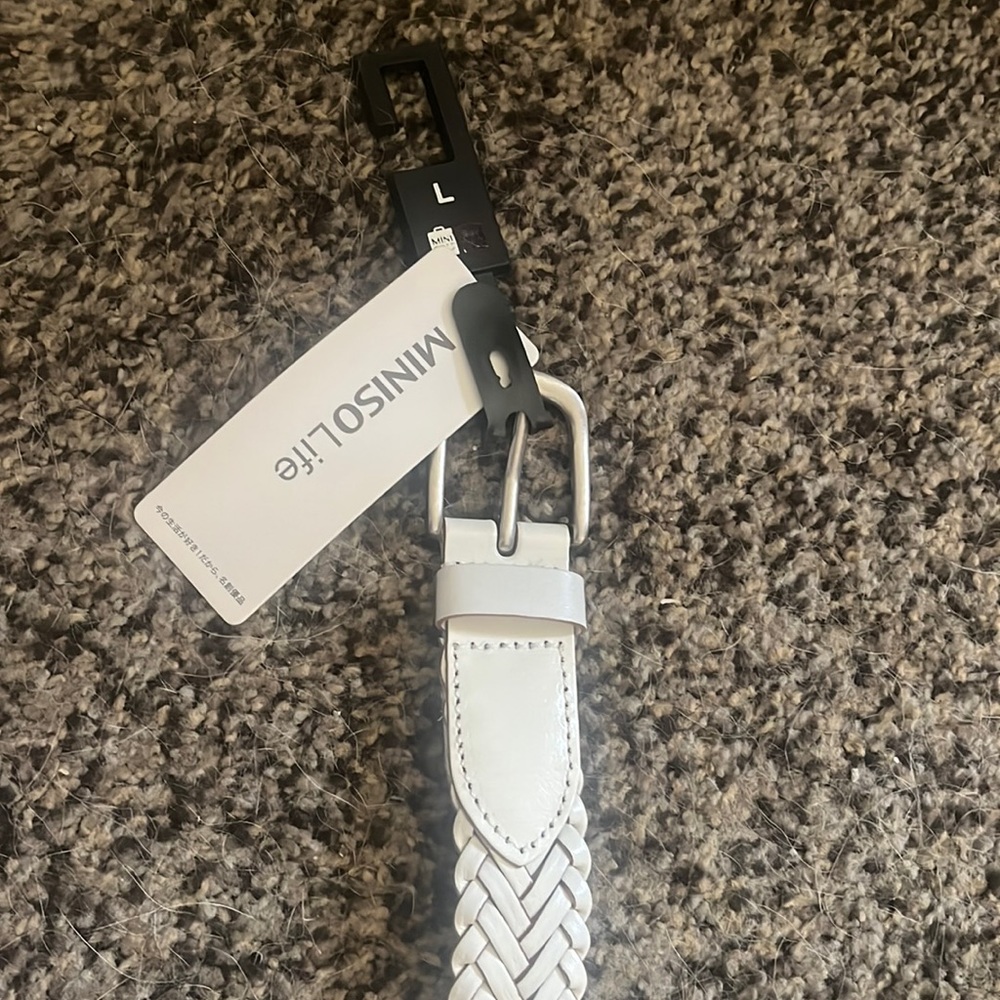 Miniso Life size L men’s white braided belt 112x3cm